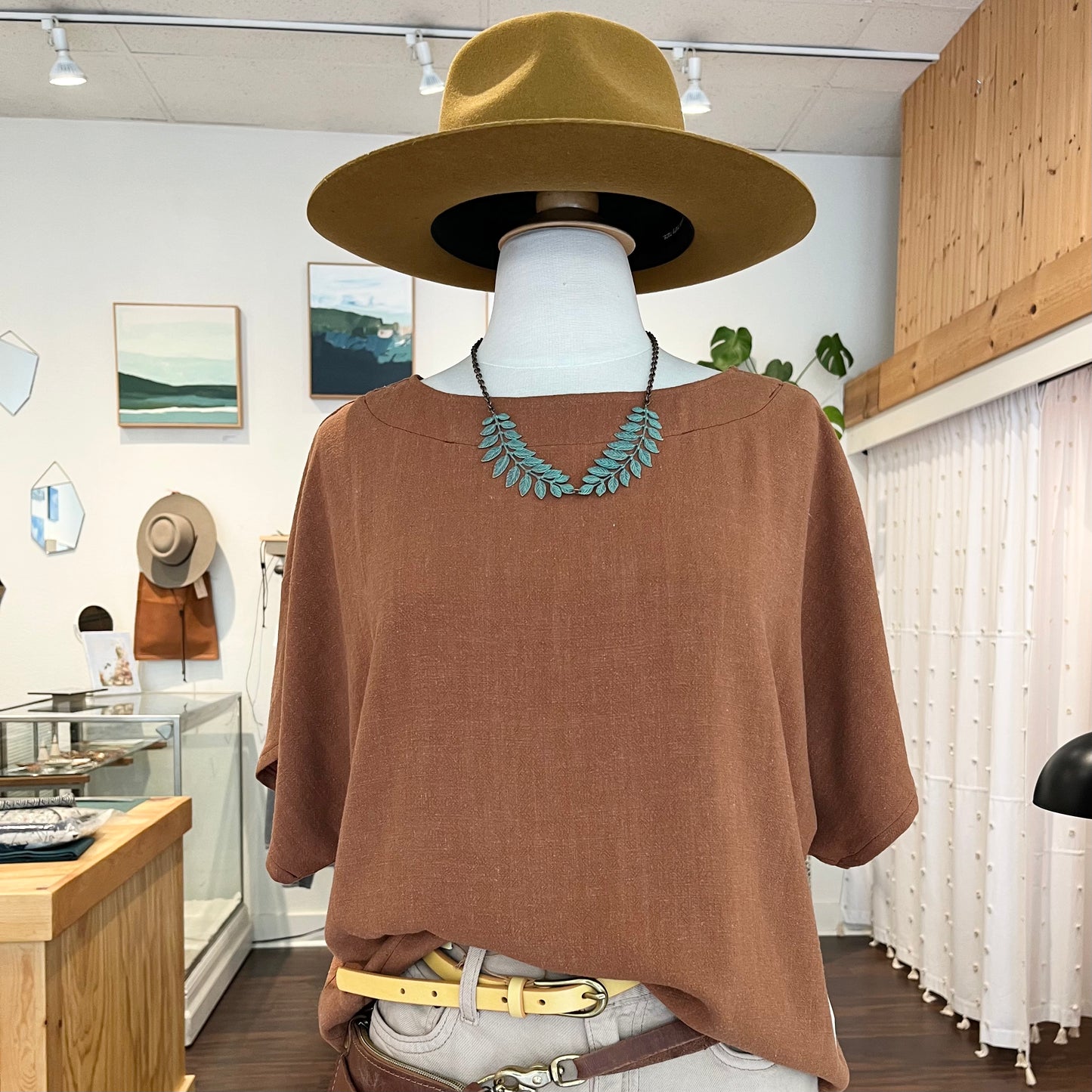 Terra • Handmade Loose Fit Linen Rayon Top • Earth