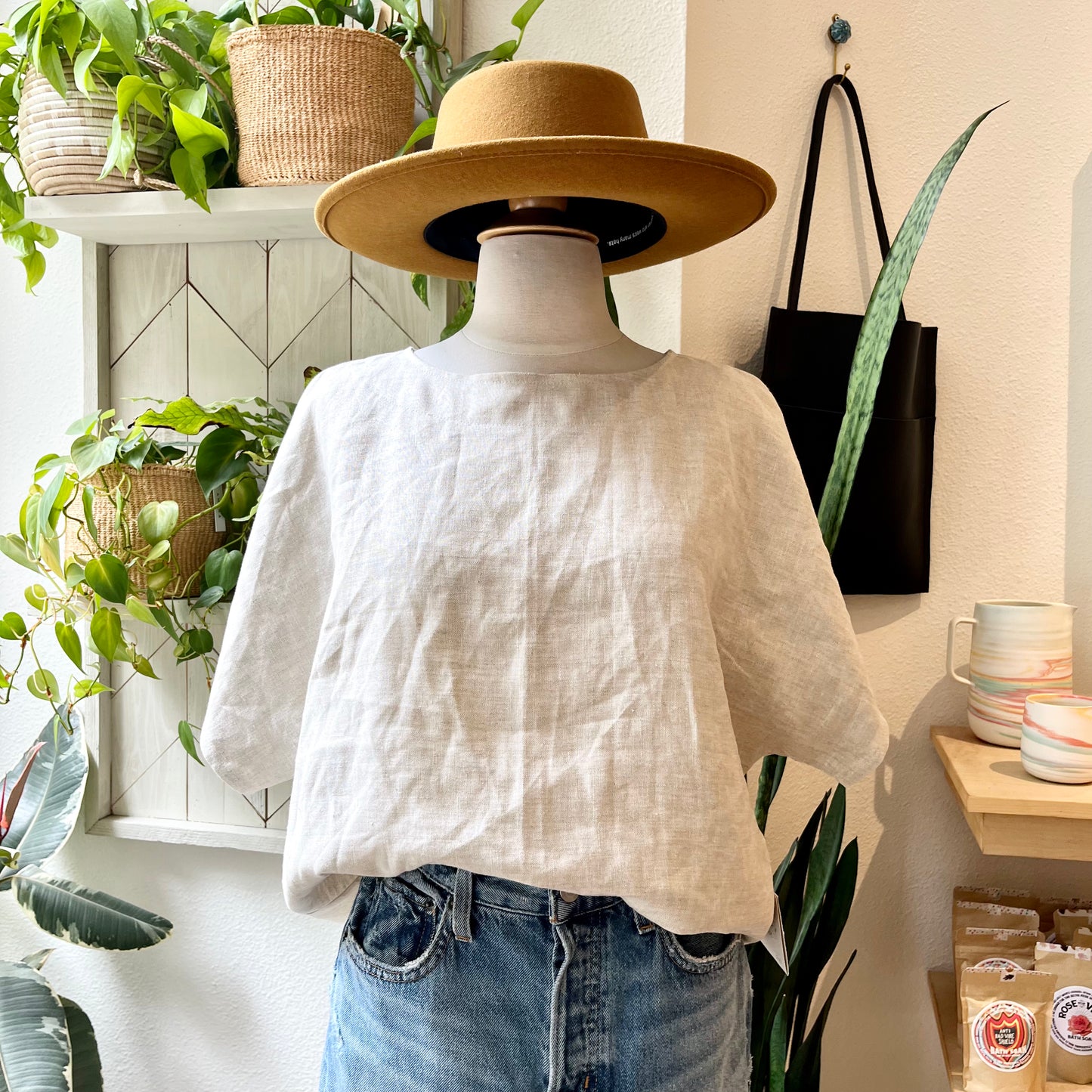 Terra • Handmade Loose Fit Linen Top • Natural