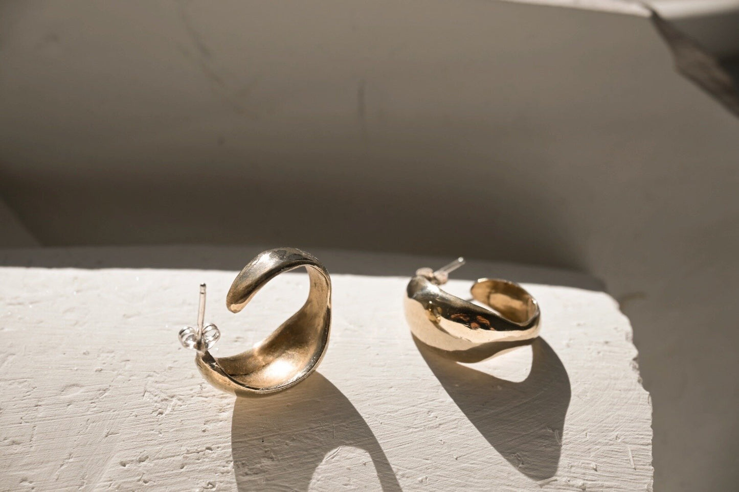 Fade Into the Abstract • Dune Hoop Earring • Brass or Sterling Silver