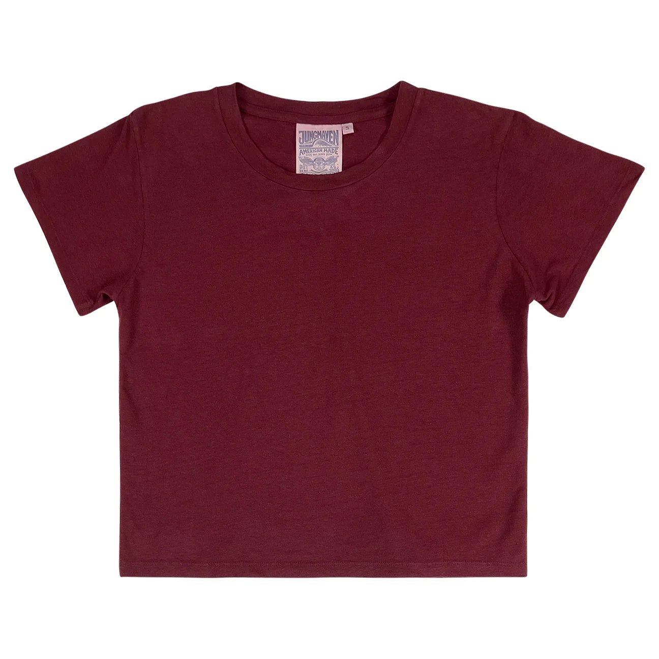Jungmaven • Cropped Lorel Tee • Burgundy Red