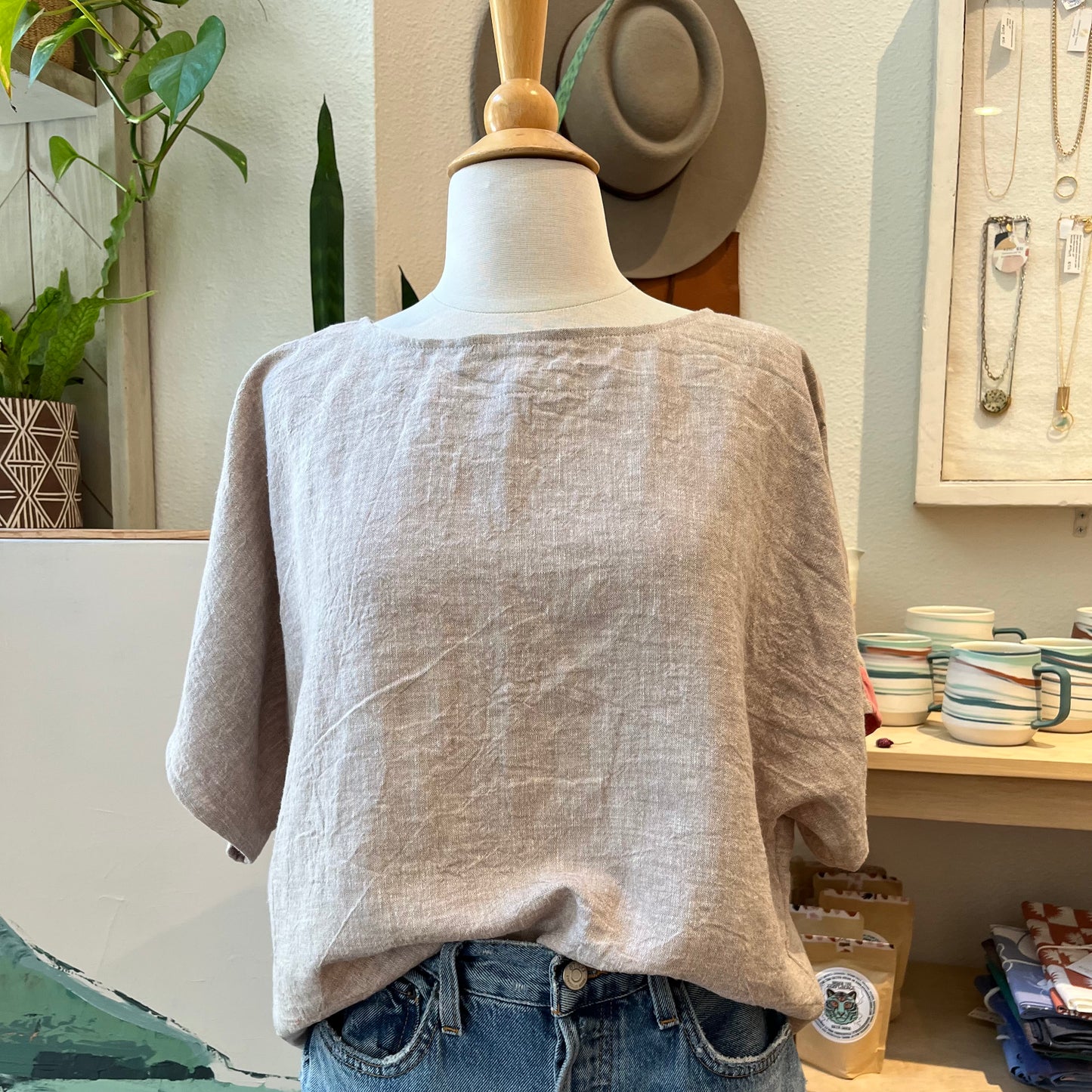 Terra • Handmade Loose Fit Linen/Rayon Top • Natural