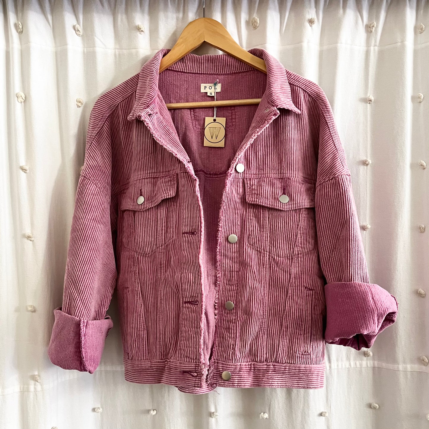 Oversized 90’s Corduroy Jacket Distressed • Plum Berry Pink