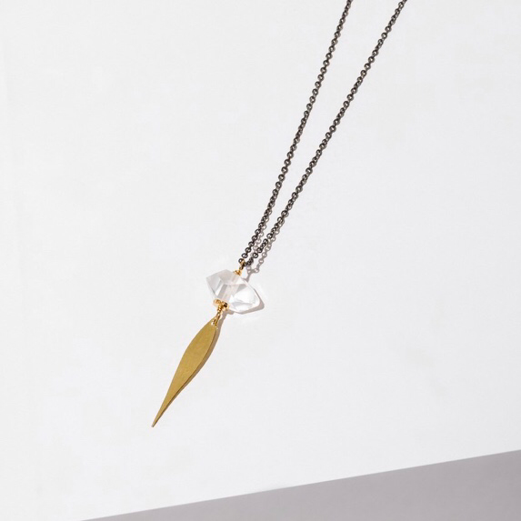 Crystal Angles Necklace Brass