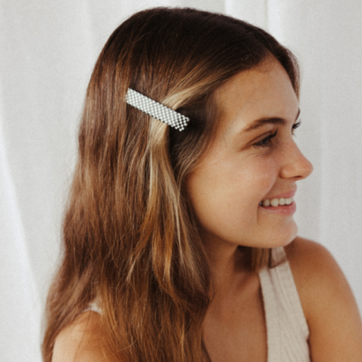 Nat + Noor • Flora 3 Hair Clips • Black & White Checkered