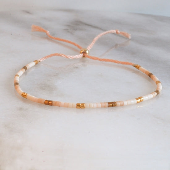 Handmade Adjustable Seed Bead String Bracelets • Creamy