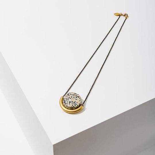 Larissa Loden • Sun & Moon Necklace • Brass • Pick Your Gemstone