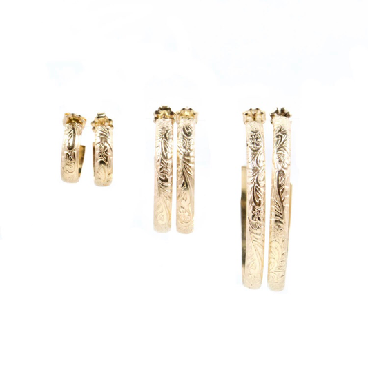 Bent by Courtney • Flora Hoop Earrings Gold • Small, Medium or Large