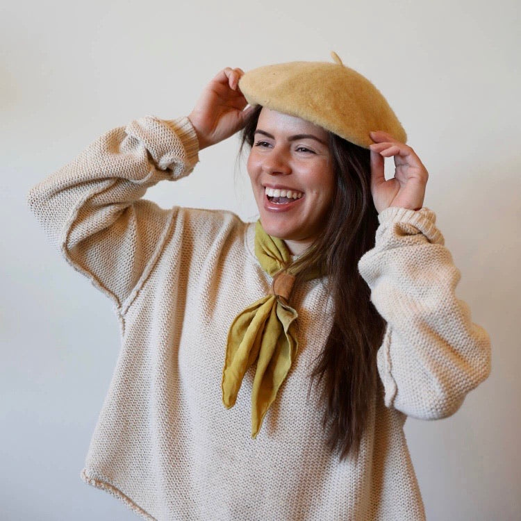 Nade Studio • Plant Dyed Wool Beret • Chamomile Yellow
