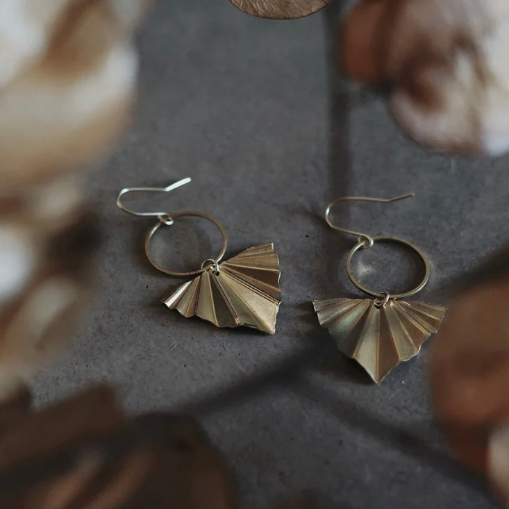 Desert Moon Design • Lola Fans Earrings • Brass