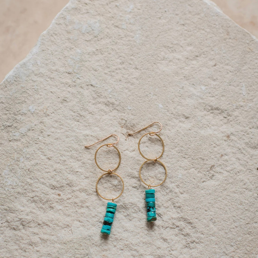 Desert Moon Design • Sade Turquoise Earrings • Brass