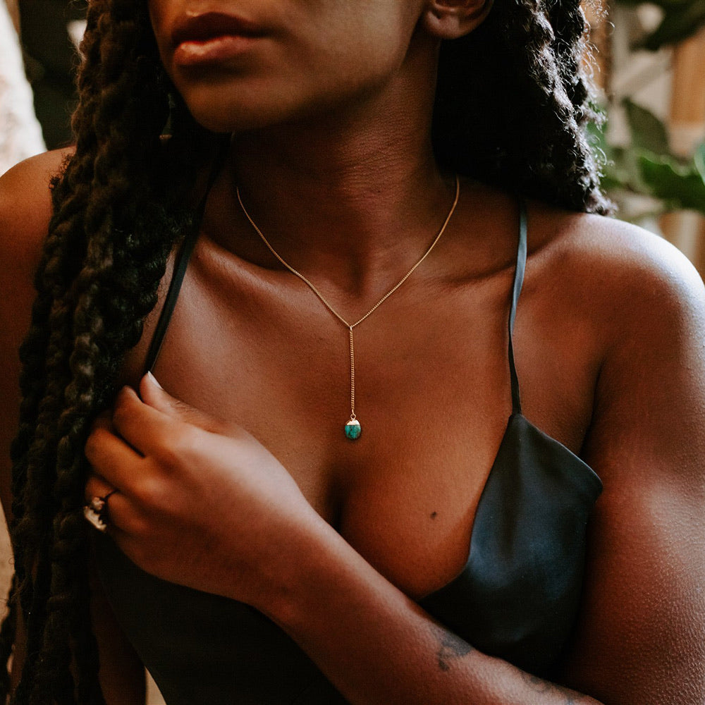 Ornamental Things • Turquoise Lariat Y-drop Necklace Gold