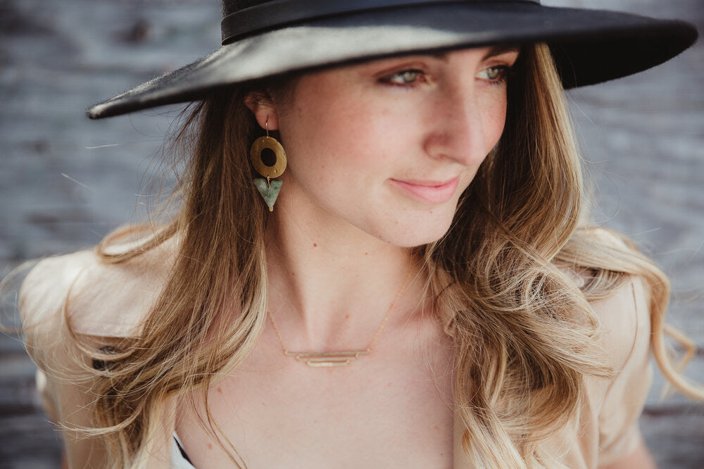 Desert Moon Design • Sedona Geometric Gemstone Earrings • Brass