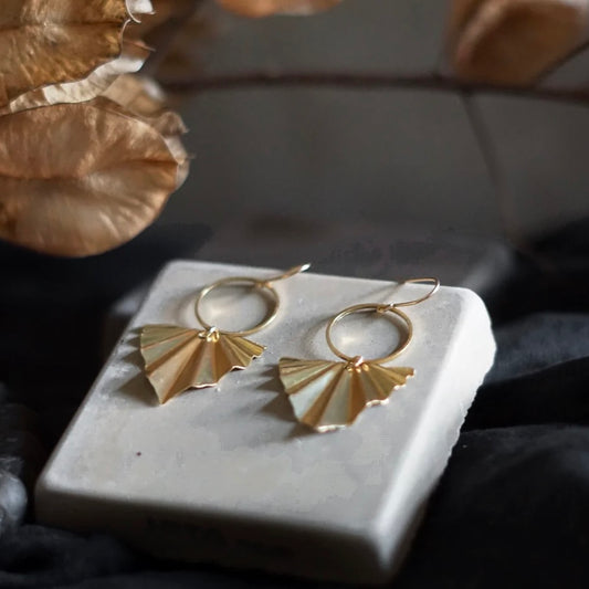 Desert Moon Design • Lola Fans Earrings • Brass