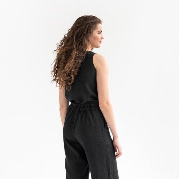 Magic Linen • Ithaka Linen Crop Top • Black
