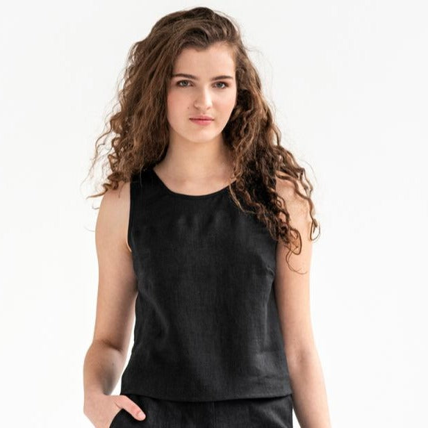 Magic Linen • Ithaka Linen Crop Top • Black
