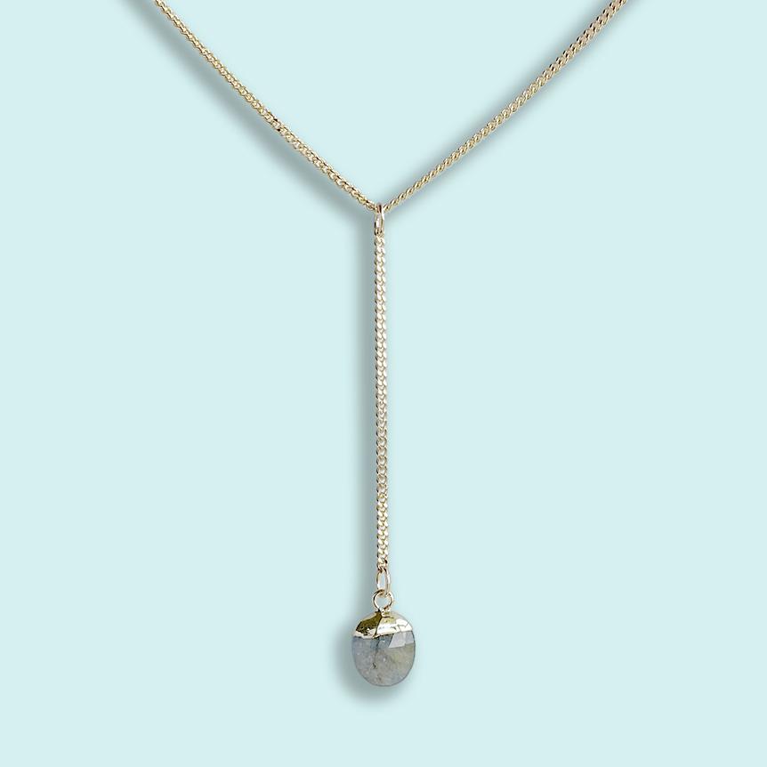 Ornamental Things • Labradorite Lariat Y-drop Necklace Gold