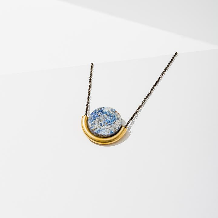 Larissa Loden • Sun & Moon Necklace • Brass • Pick Your Gemstone