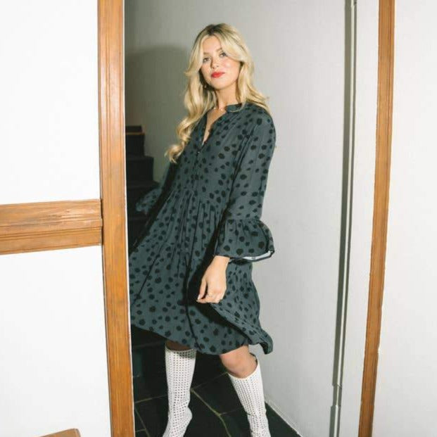 Jackson Rowe • Malad Dress Dot Print • Grey Whale Willa