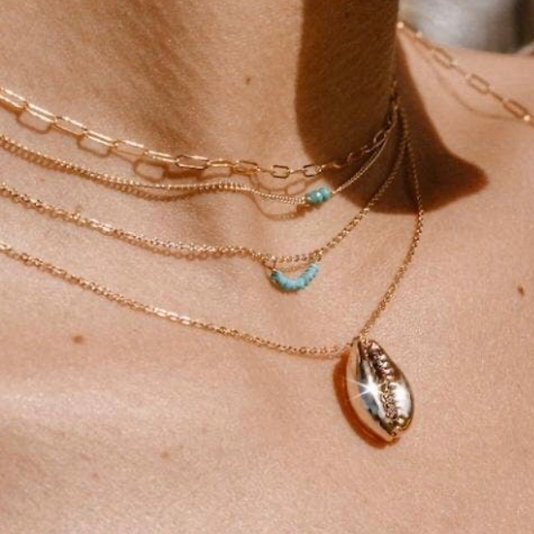 Dainty Minimalist Three Bead Turquoise Necklace • 14K Gold Fill