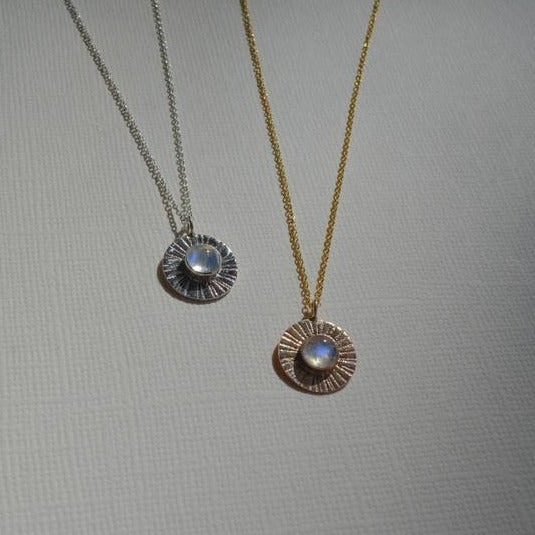Gem & Blue • Mini Sunbeam Necklace • 14K Gold Fill or Sterling Silver