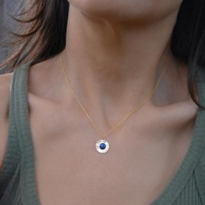 Gem & Blue • Mini Sunbeam Necklace • 14K Gold Fill or Sterling Silver