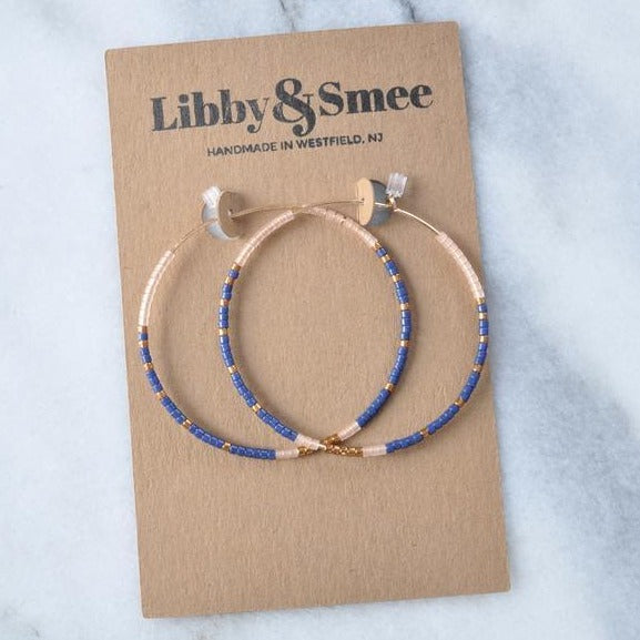 Libby & Smee • Beaded Hoop Earrings • 14K Gold Fill • Seamless • Navy