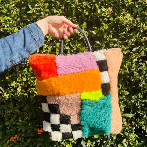 PRIMECUT • Playground Patchwork Shearling Backpack