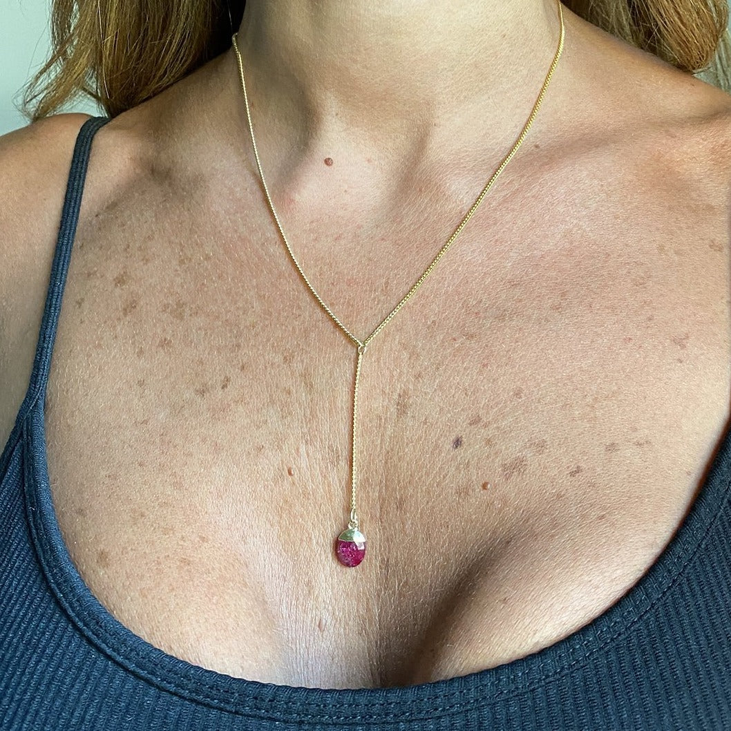 Ornamental Things • Ruby Lariat Y-drop Necklace Gold