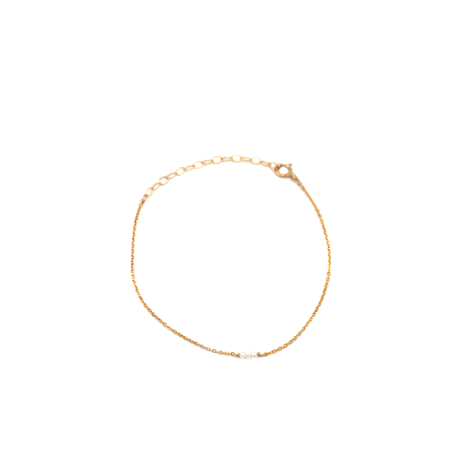 Dainty Three Pearl Bracelet • 14K Gold Fill