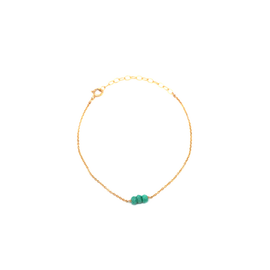 Dainty Three Turquoise Bracelet • 14K Gold Fill