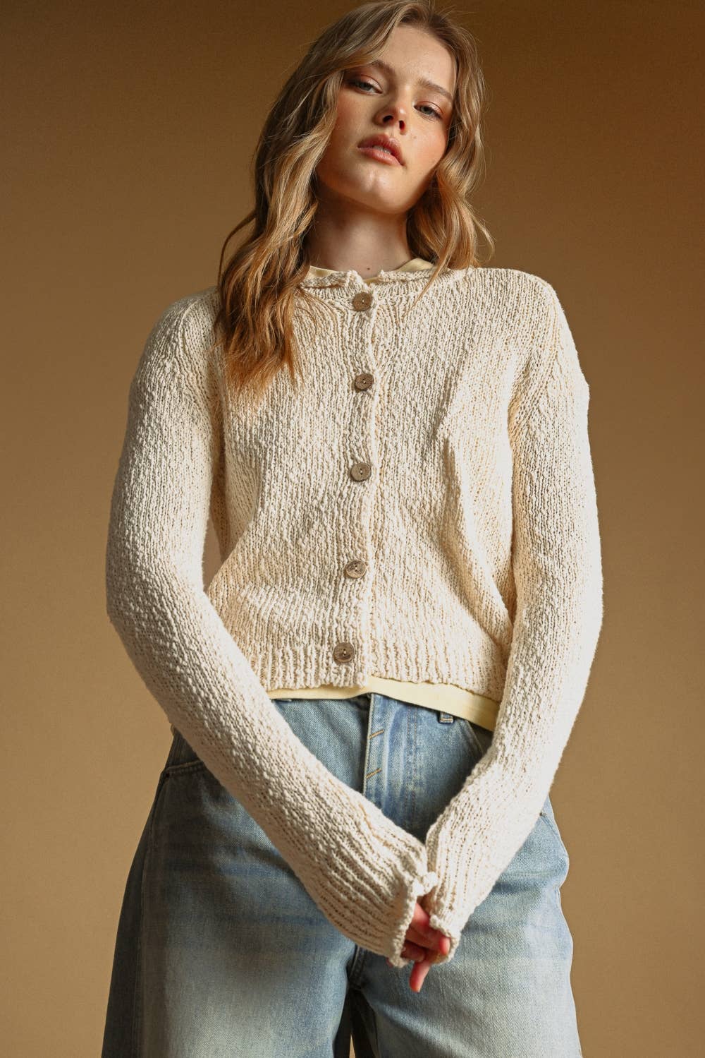 Cotton Slub Cardigan • Cream