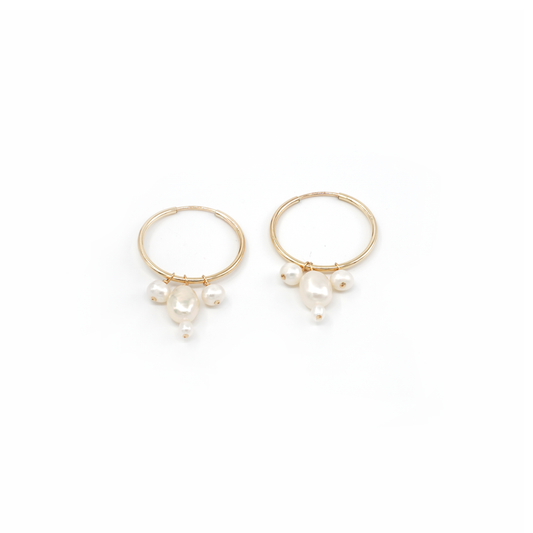 Angelina Pearl Hoops • 14K Gold Fill