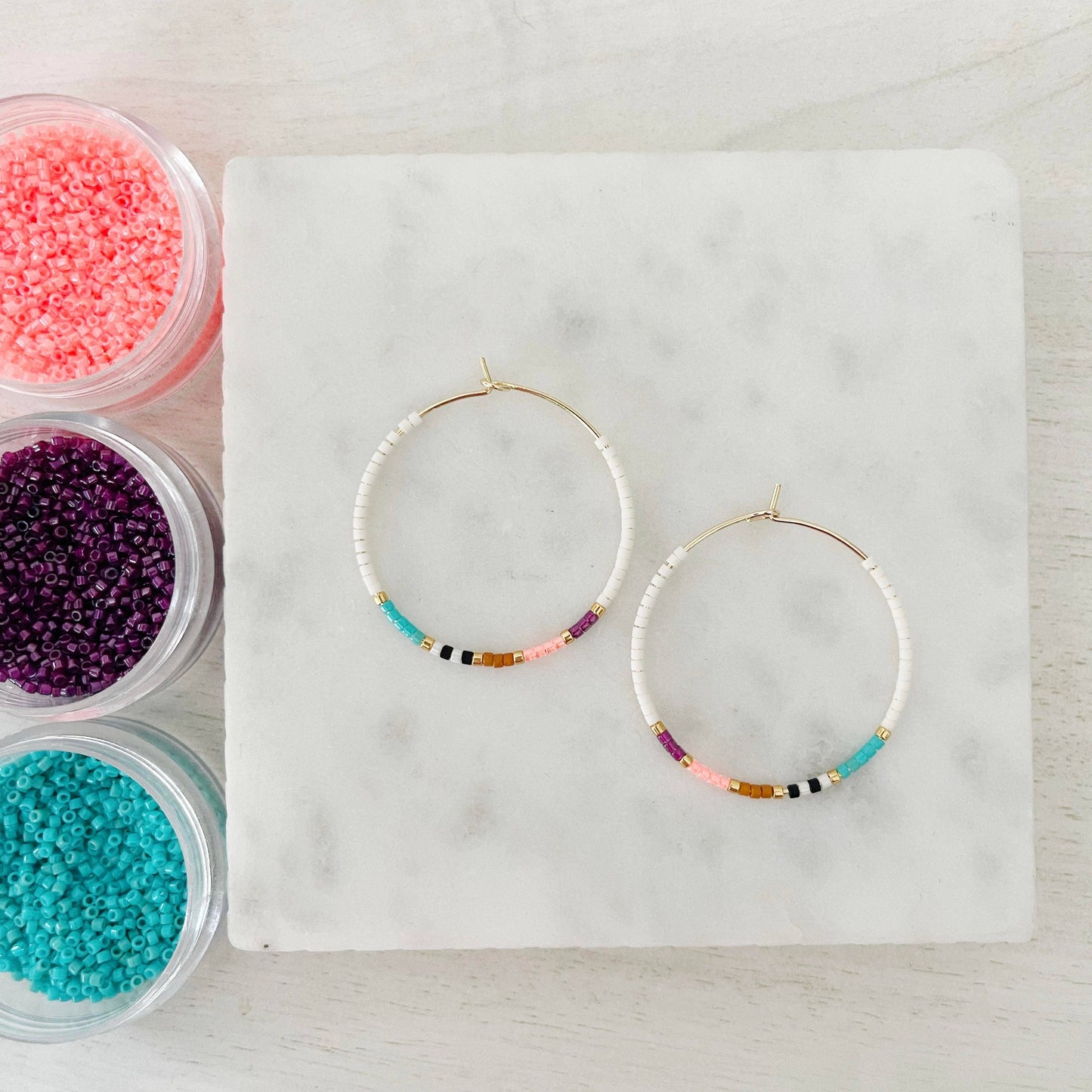 Beaded Hoop Earrings • Nani • Pick Your Size
