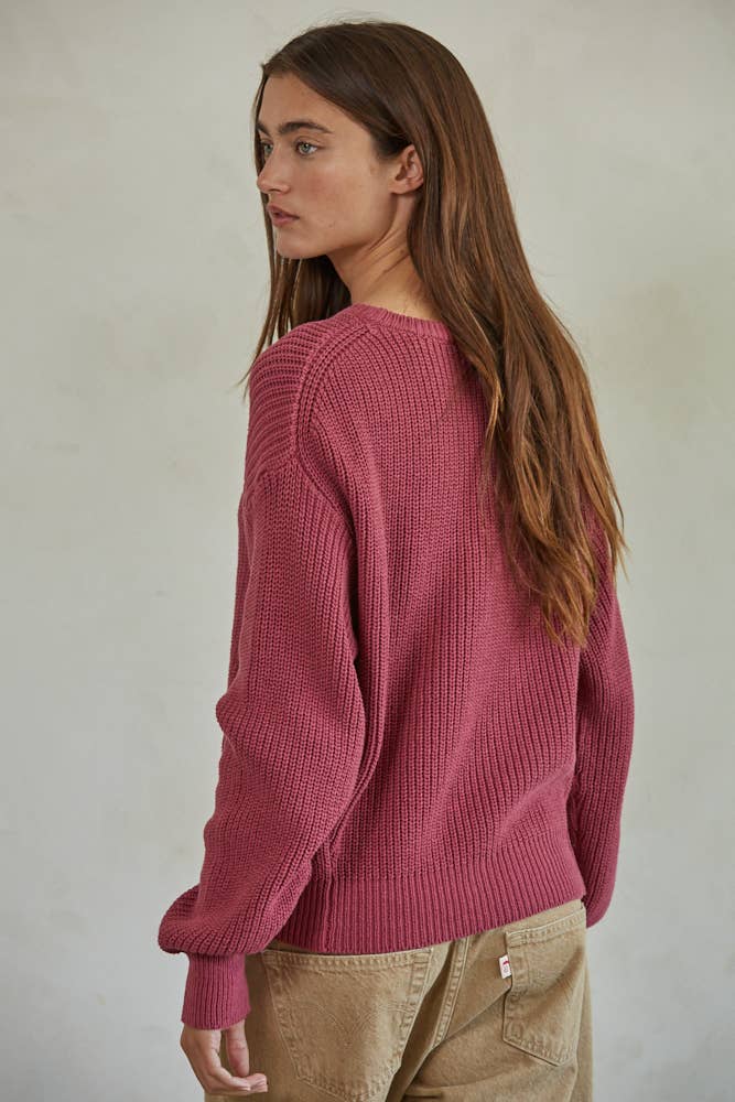 Cotton Pullover Sweater • Cranberry