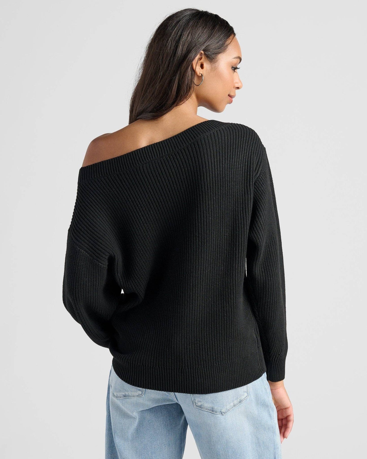 Coastal One Shoulder Sweater • Black