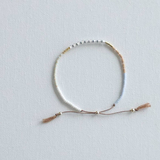 Adjustable Beaded Bracelet No. 101 Neutrals and Gold