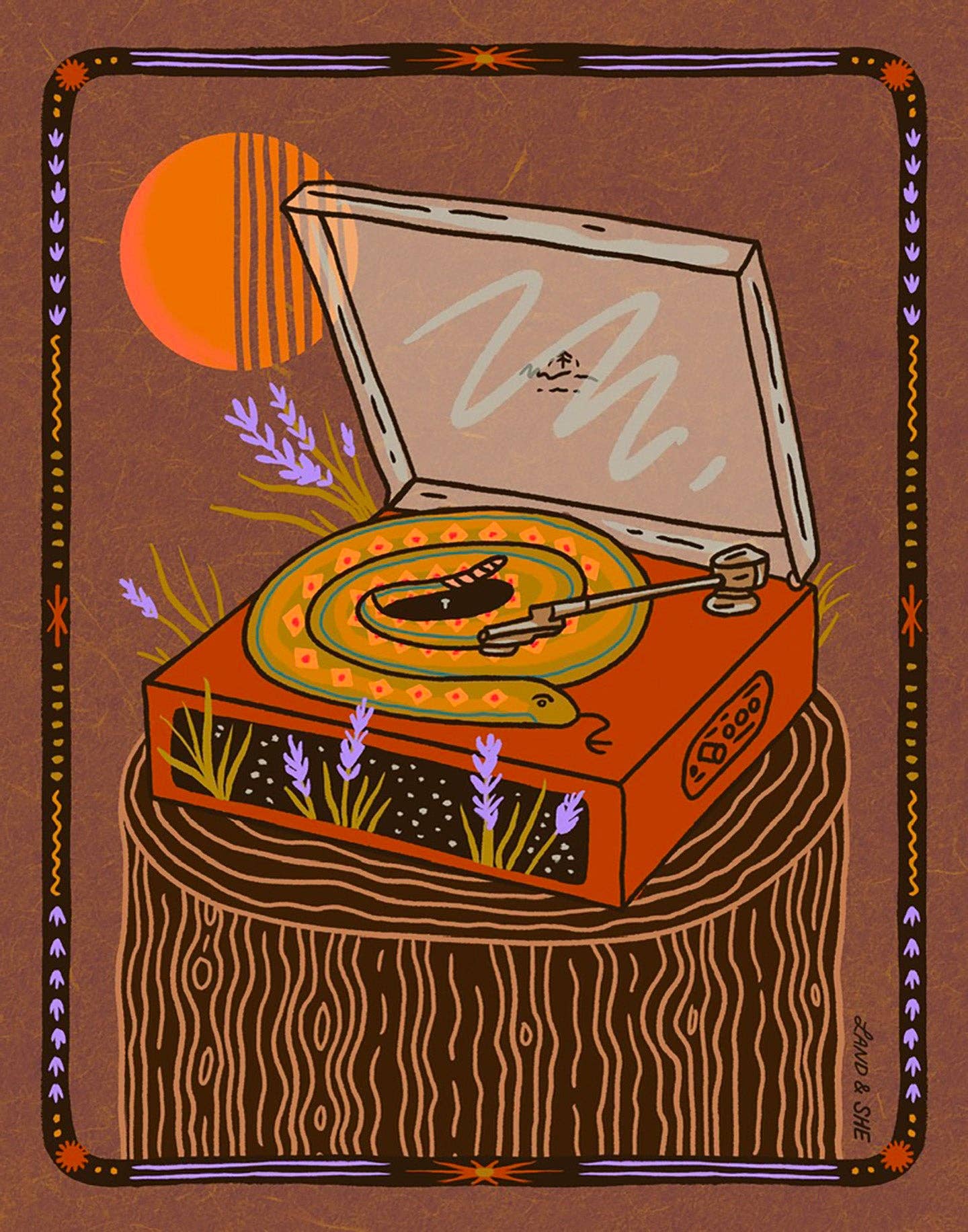 Land & She Rattlesnake Record Print Art Print 8x10