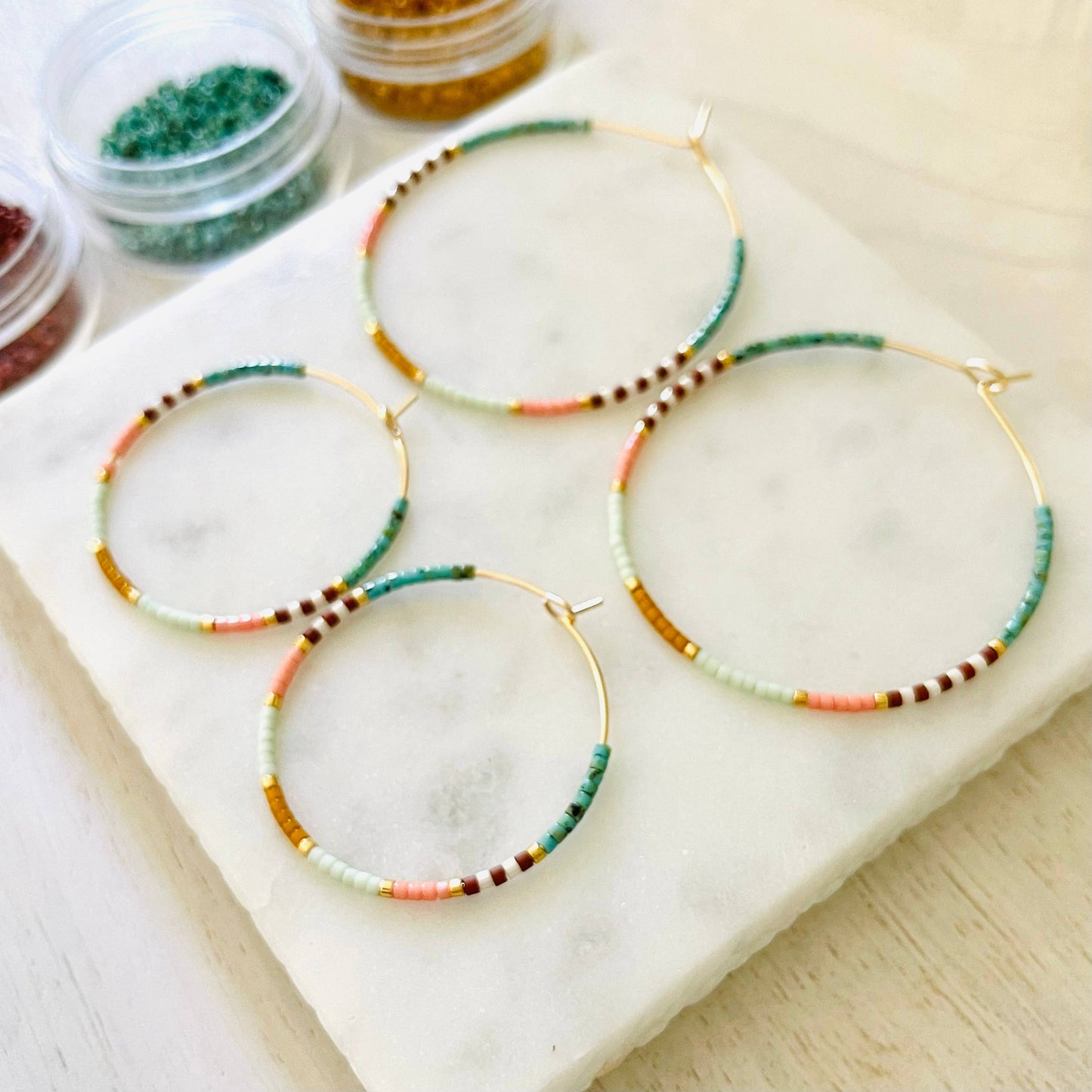 Beaded Hoop Earrings • Phoenix • Pick Your Size