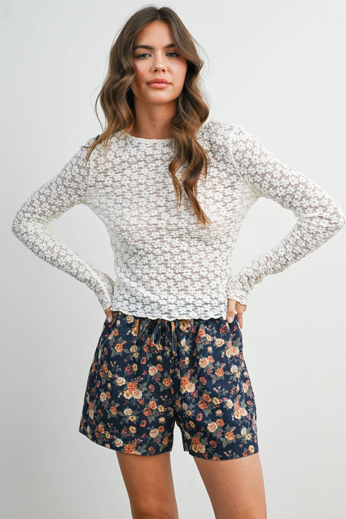 Ivory Textured Long Sleeve Top • Ivory