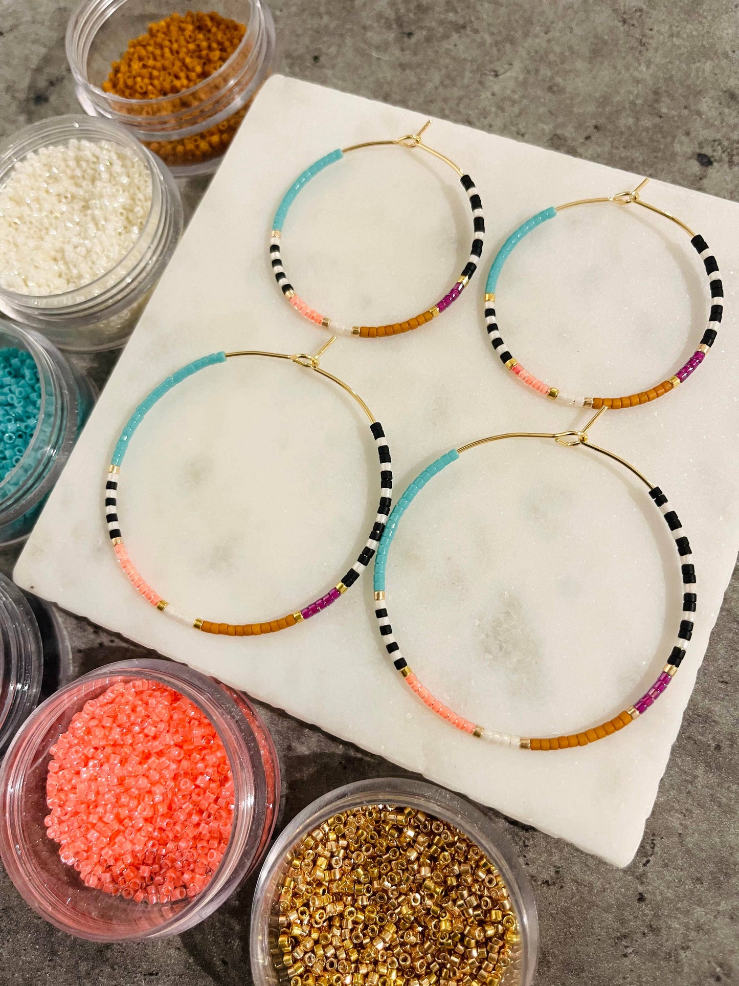 Beaded Hoop Earrings Resort • Pick Your Size