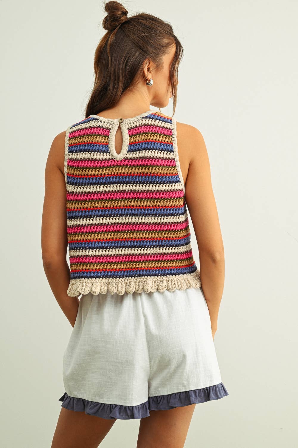 Sleeveless Striped Knit Top • Colorful