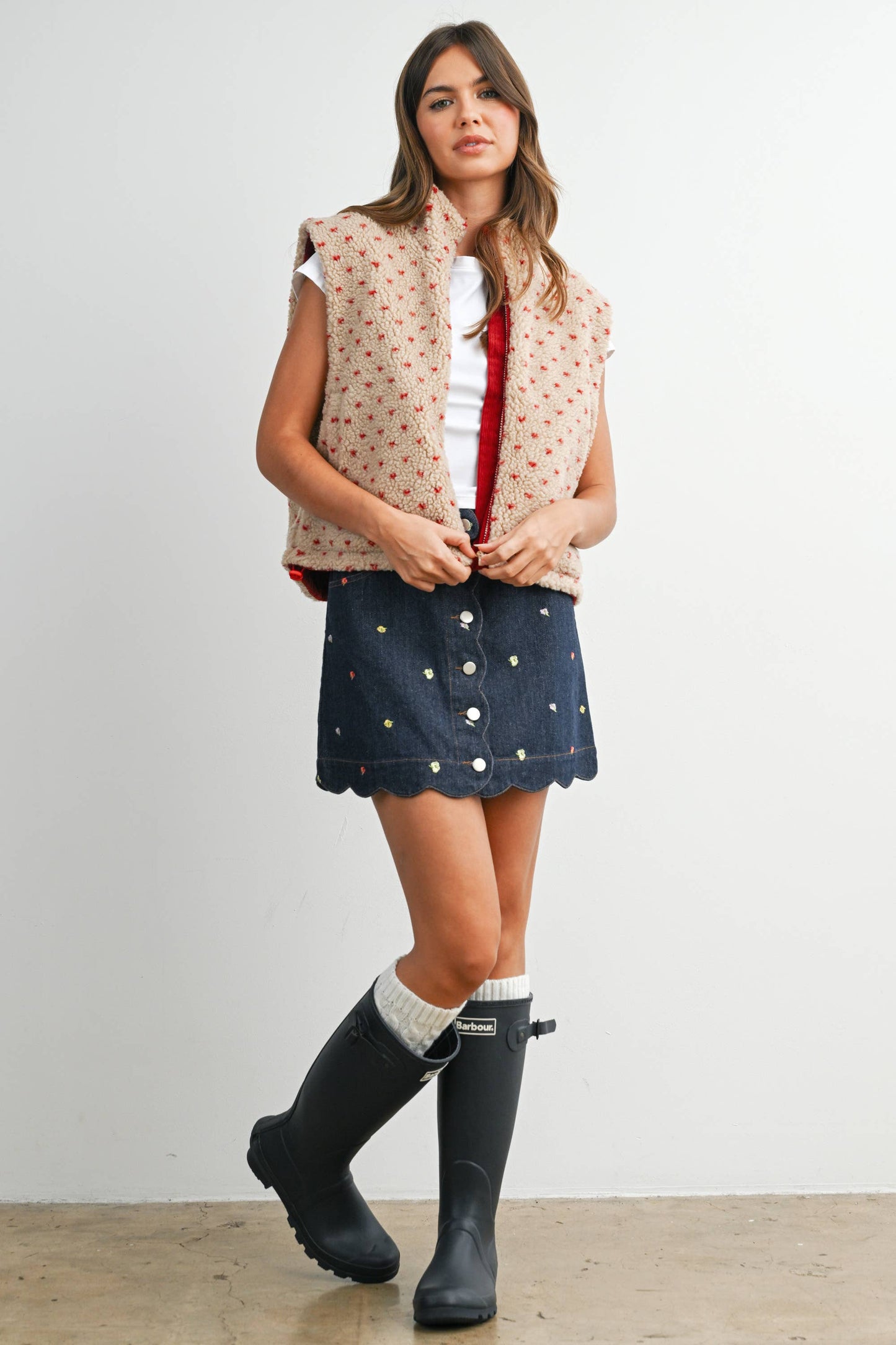 Fleece Vest • Tan & Red