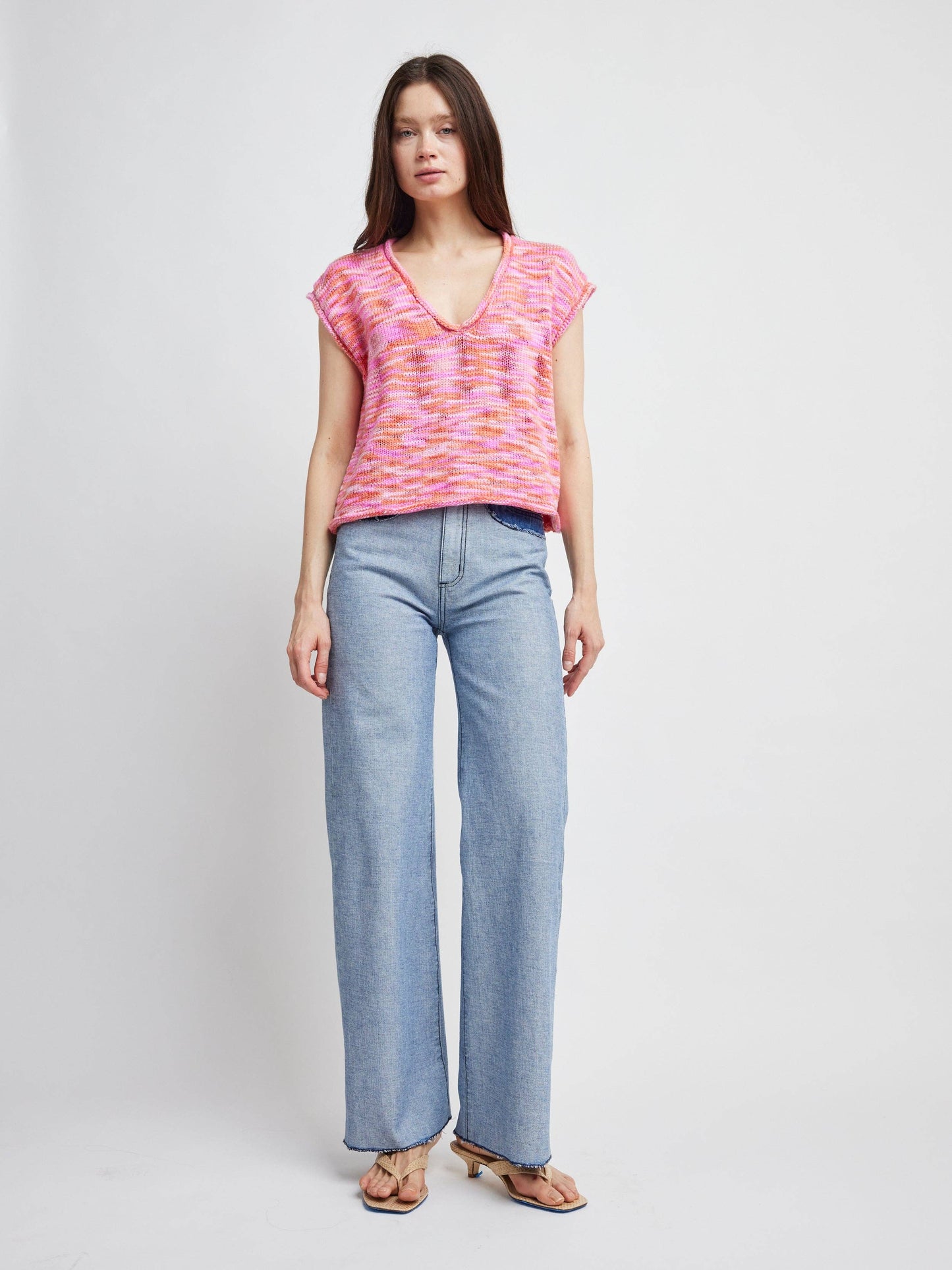 Self Contrast • Dorian V-Neck Sweater • Tropical Pink