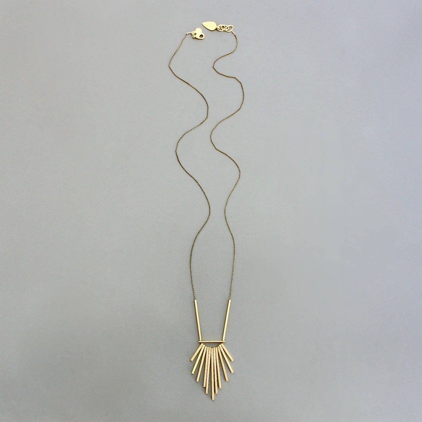 Long Bar Burst Necklace Brass