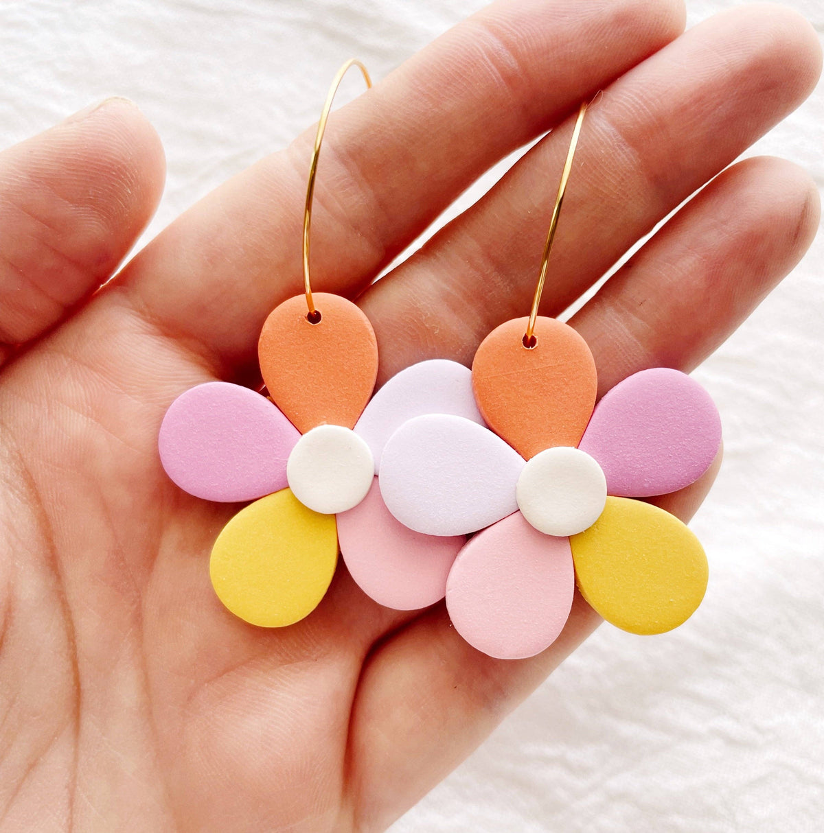 Meadow & Mae • Joni Flower Hoop Earrings • Warm