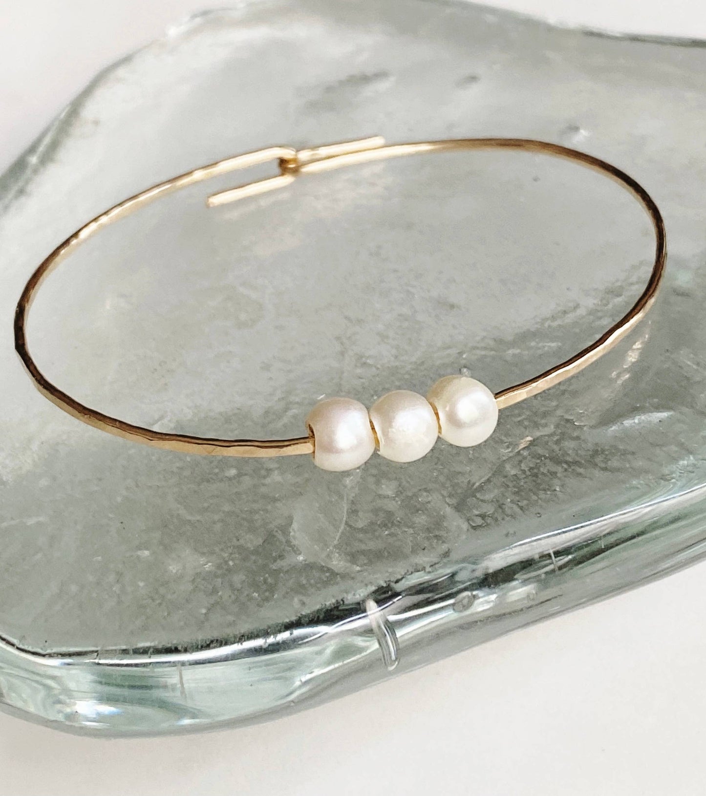Sliding Pearl Cuff Bracelet • Gold Filled