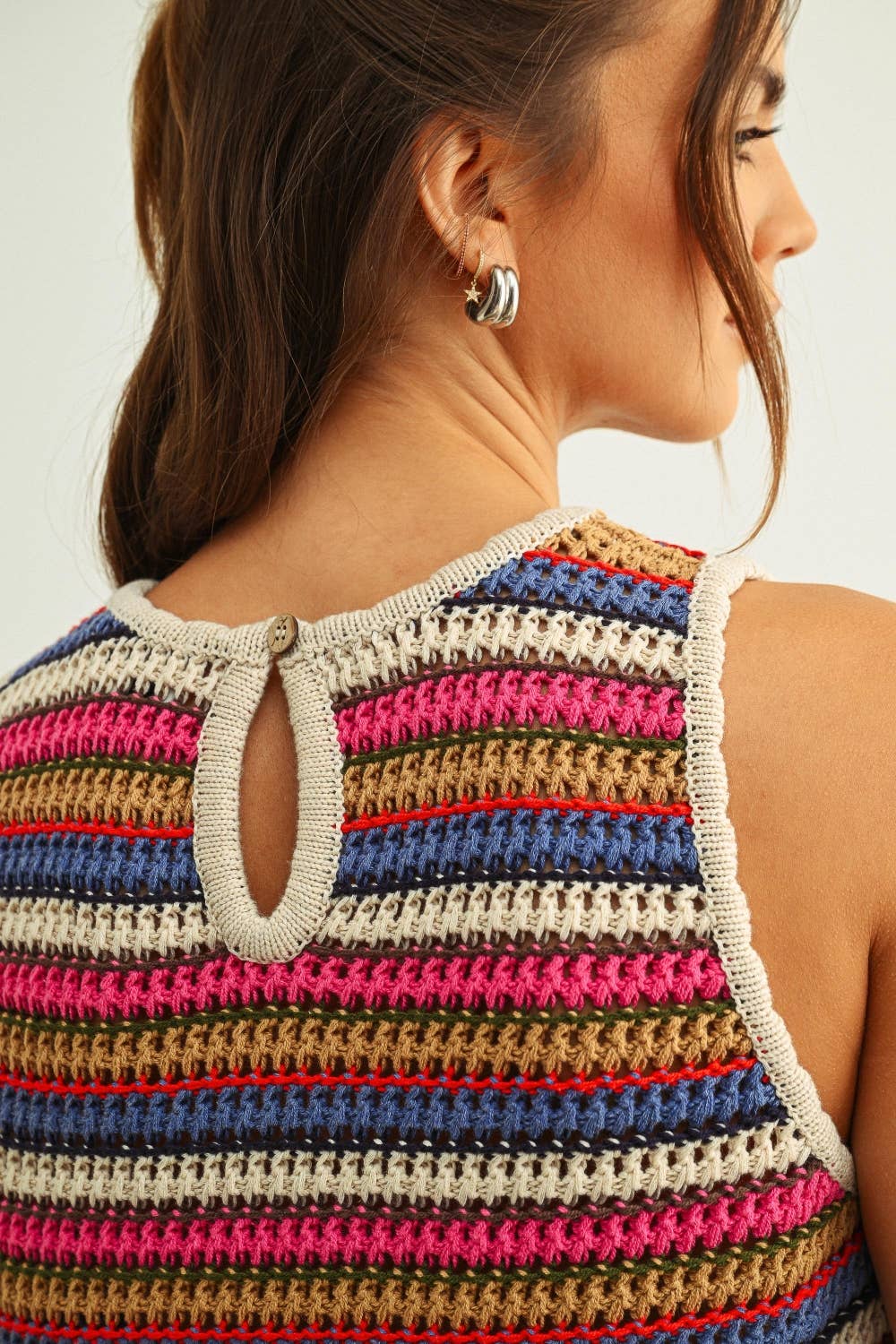 Sleeveless Striped Knit Top • Colorful
