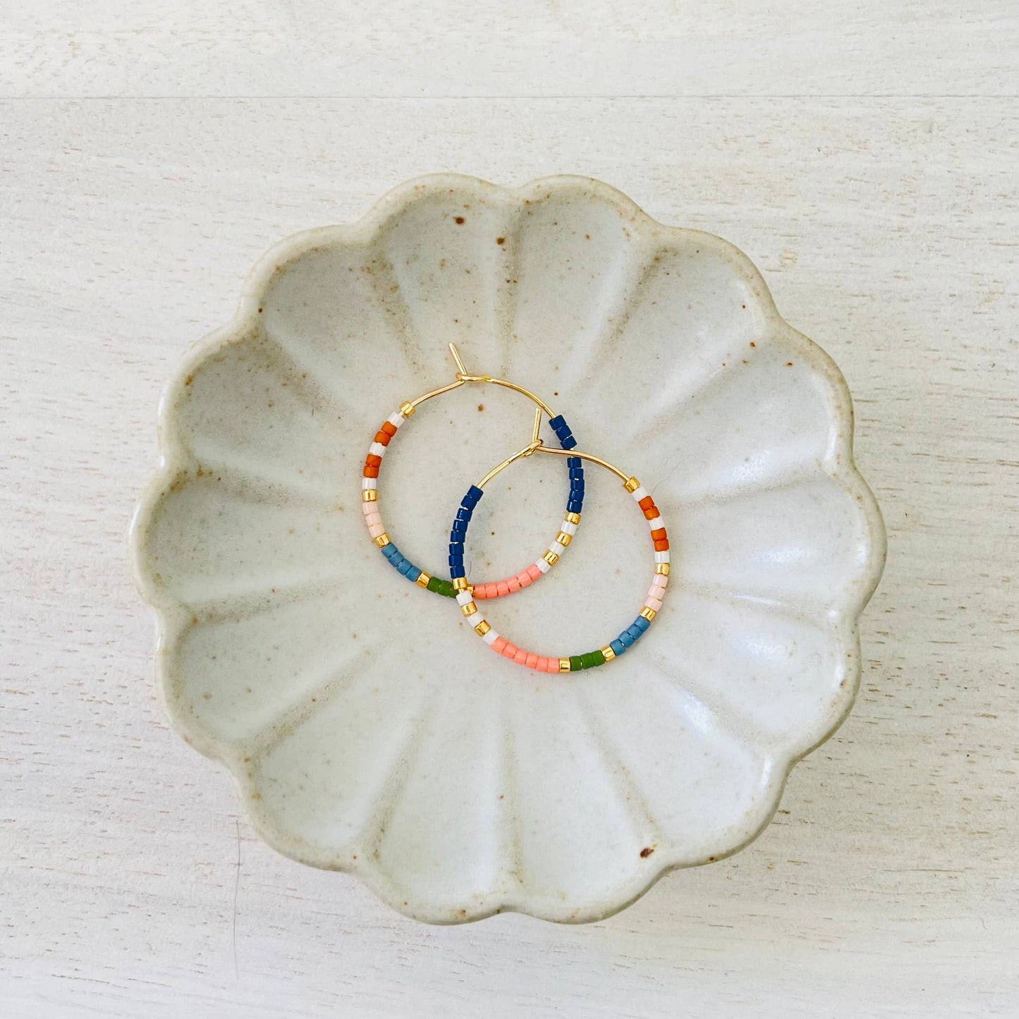 Beaded Hoop Earrings • Pocket Full of Posies • Large