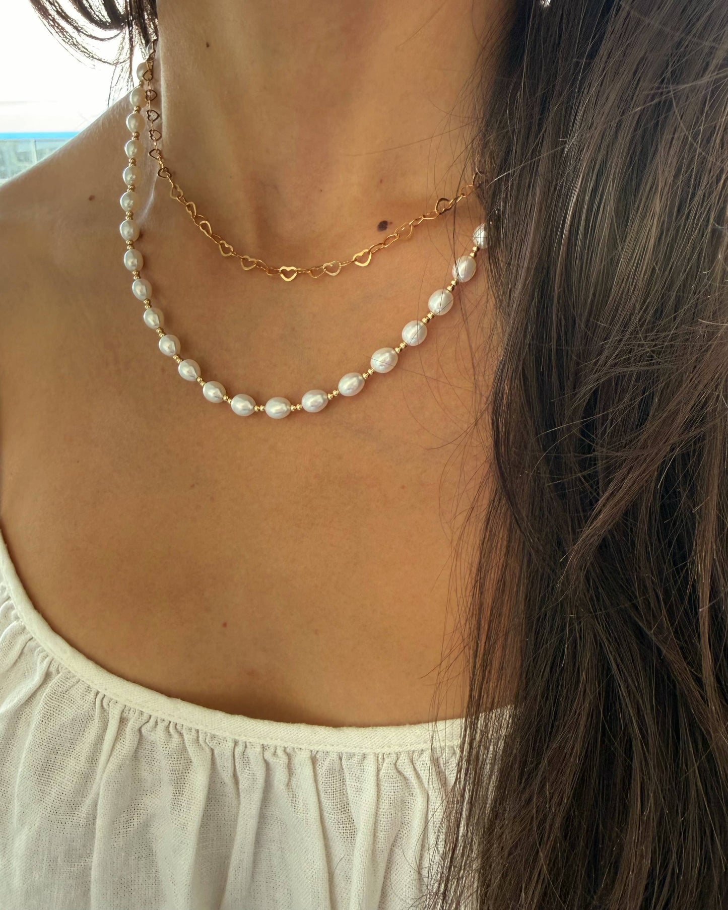Taylor Freshwater Pearl Beaded Necklace • 14K Gold Filled