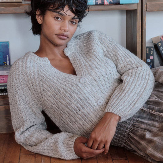 Crop Cardigan Sweater • Heather Cloud Confetti